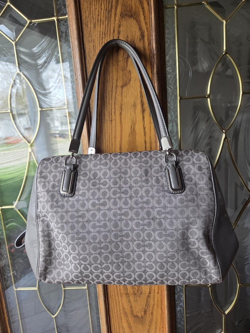 Coach 2013 Gray Madison Needlepoint Op Art Satchel  (25215) - Picture 9 of 10
